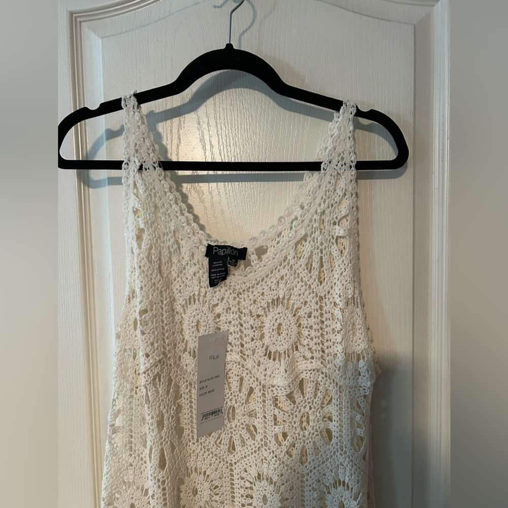 NWT Papillon Cream Crochet Midi Dress - Picture 2 of 6